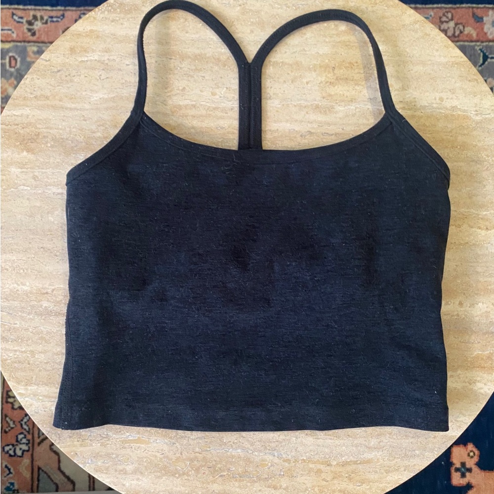 Beyond Yoga - Spaghetti Strap Racerback Activewear Top w/ Shelf Bra - Black - XS